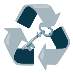 recycling symbol and old key