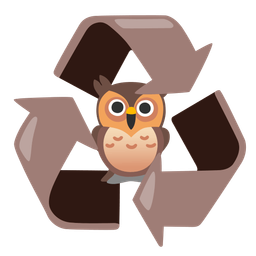 recycling symbol and owl
