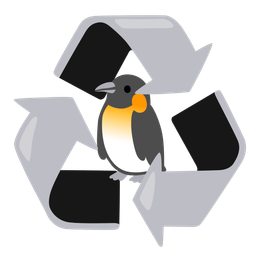 recycling symbol and penguin