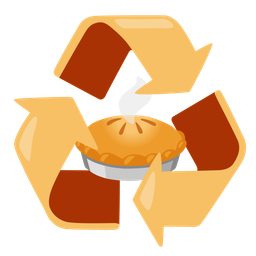 recycling symbol and pie