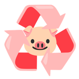 recycling symbol and pig face