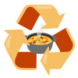 recycling symbol and pot of food