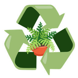 recycling symbol and potted plant