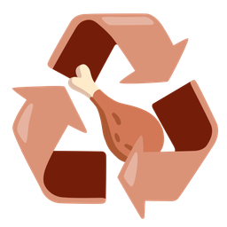 recycling symbol and poultry leg