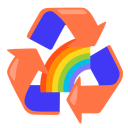 recycling symbol and rainbow