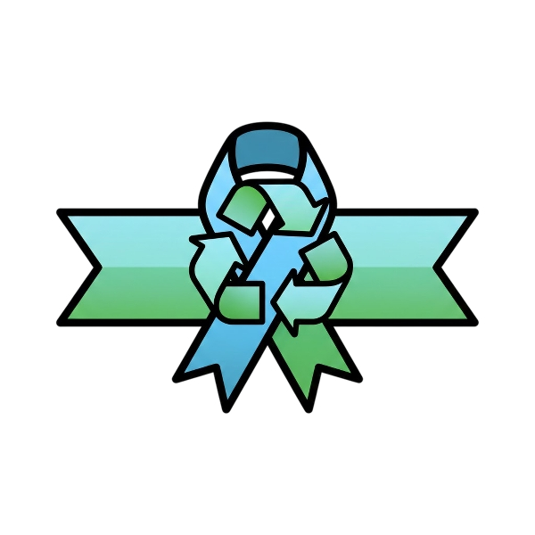 Recycling symbol and Reminder ribbon