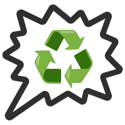 recycling symbol and right anger bubble