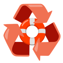 recycling symbol and ring buoy