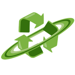 recycling symbol and ringed planet