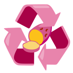 recycling symbol and roasted sweet potato