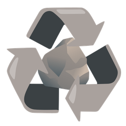 recycling symbol and rock