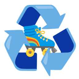 recycling symbol and roller skate