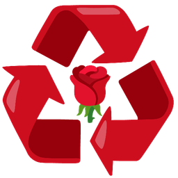 recycling symbol and rose