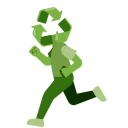 recycling symbol and running shoe