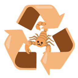 recycling symbol and scorpion