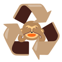 recycling symbol and see-no-evil monkey