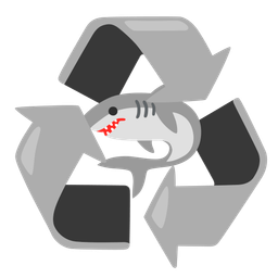 recycling symbol and shark