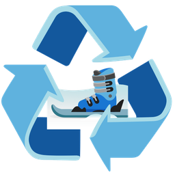 recycling symbol and skis