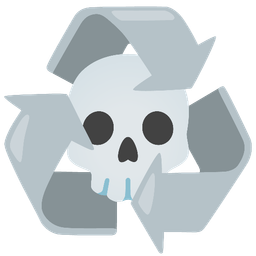 recycling symbol and skull