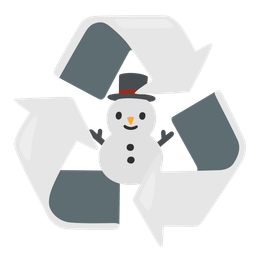 recycling symbol and snowman without snow
