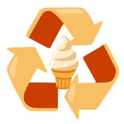 recycling symbol and soft ice cream