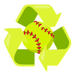 recycling symbol and softball