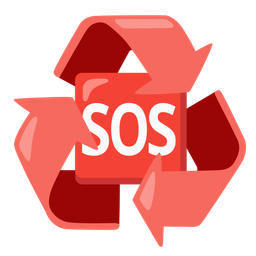 recycling symbol and SOS button