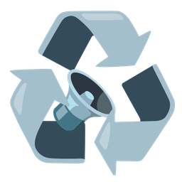 recycling symbol and speaker low volume