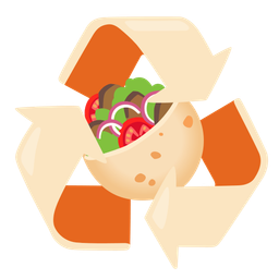 recycling symbol and stuffed flatbread
