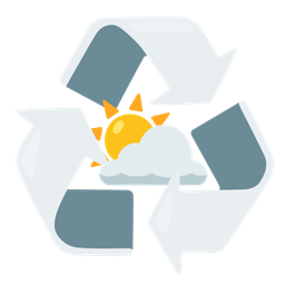 recycling symbol and sun behind cloud