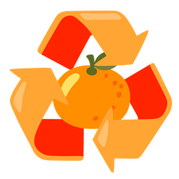 recycling symbol and tangerine