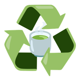 recycling symbol and teacup without handle