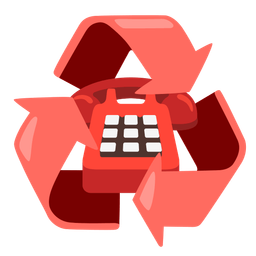 recycling symbol and telephone
