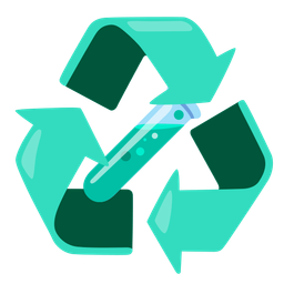 recycling symbol and test tube
