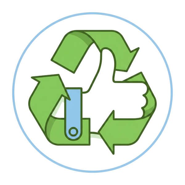 Recycling symbol and Thumbs up