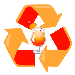 recycling symbol and tropical drink