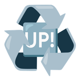recycling symbol and UP! button
