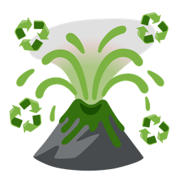 recycling symbol and volcano