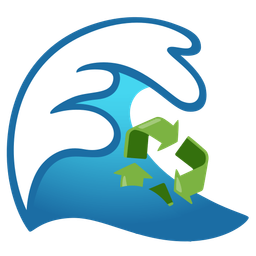 recycling symbol and water wave