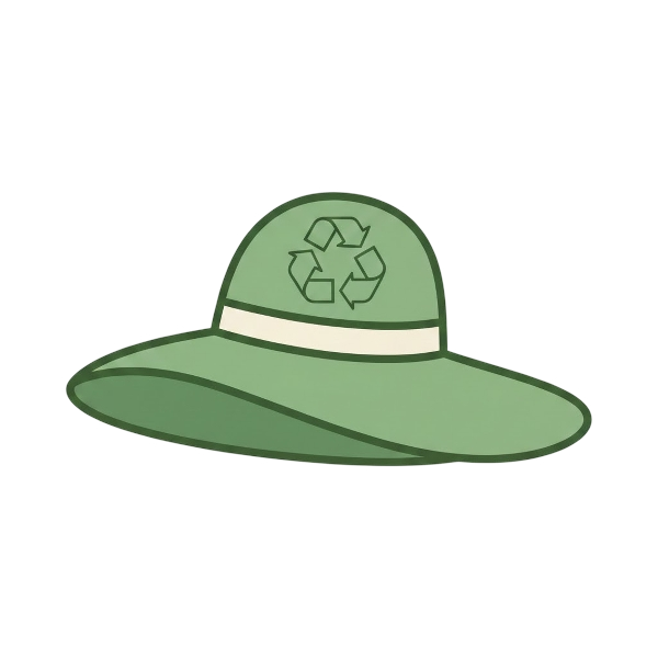 Recycling symbol and Woman’s hat