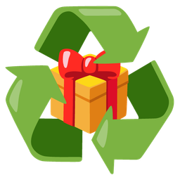 recycling symbol and wrapped gift
