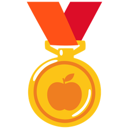 red apple and 1st place medal