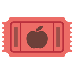 red apple and admission tickets