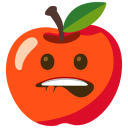 red apple and biting lip