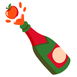 red apple and bottle with popping cork