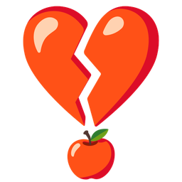 red apple and broken heart