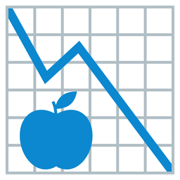 red apple and chart decreasing