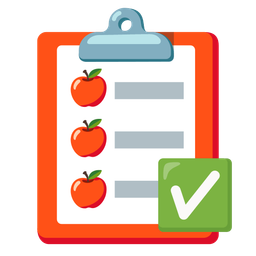 red apple and check mark button