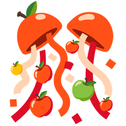 red apple and confetti ball