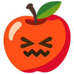 red apple and confounded face